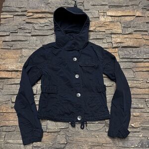 Vintage Y2K Abercrombie And Fitch Canvas Jacket Women’s Small Button Navy Blue
